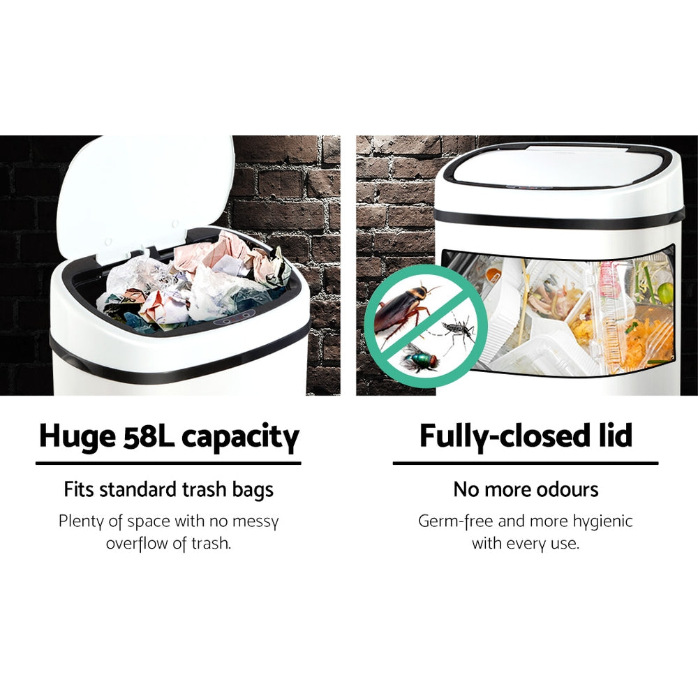 58L Automatic Motion Sensor Bin – White