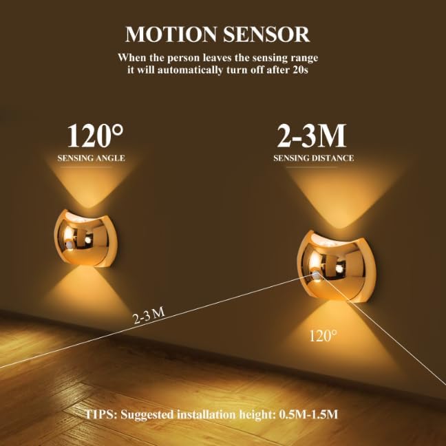 Rechargeable Magnetic Motion Sensor Wall Lamp – RGB, Black