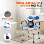 360° Swivel Shower Chair with Pivoting Arms – 400lbs